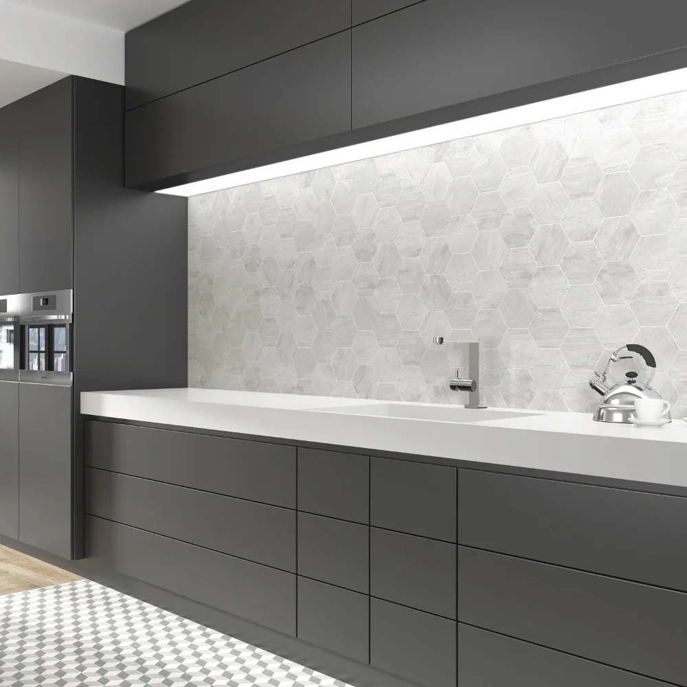 Bordaux Hexagon White Porcelain Tile 14 x 16cm