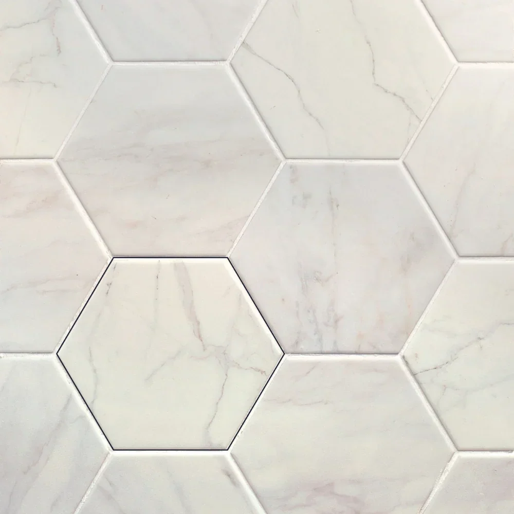 Bordaux Hexagon White Porcelain Tile 14 x 16cm - Image 2