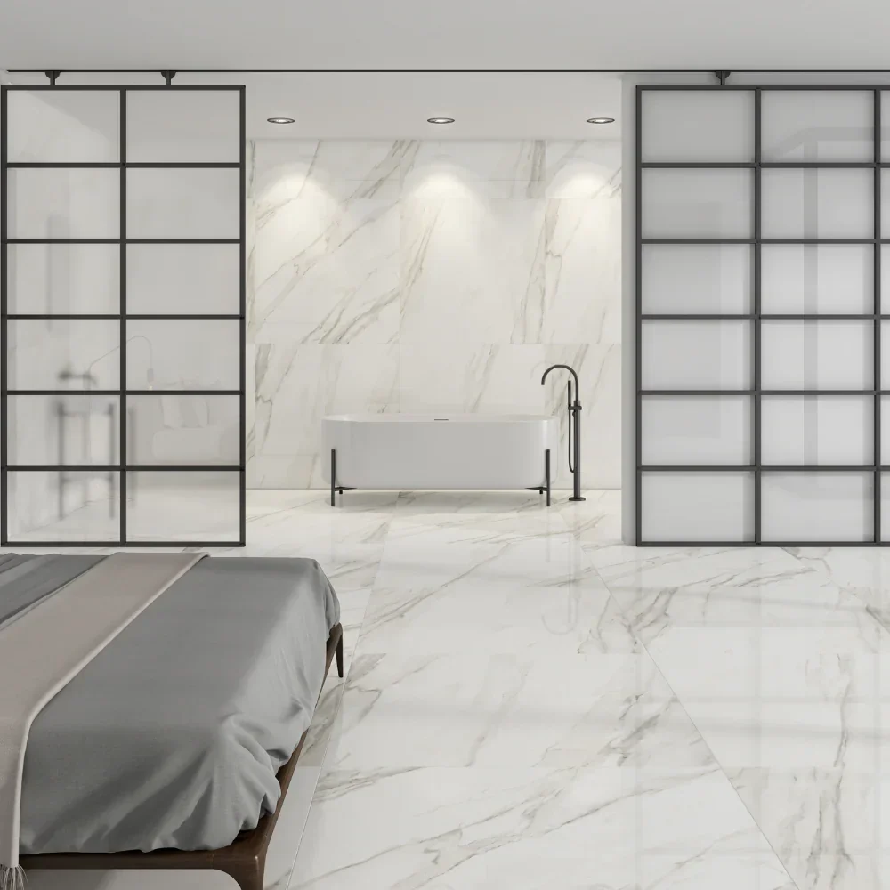 Calacata Mechida White Marble Porcelain Tile - Image 2