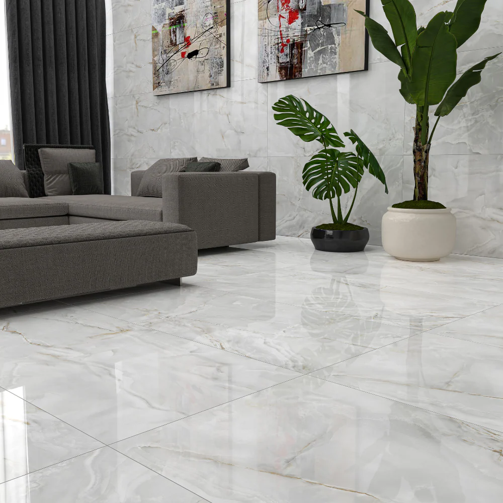 Calacatta Finite White Porcelain Tile 90 x 90cm