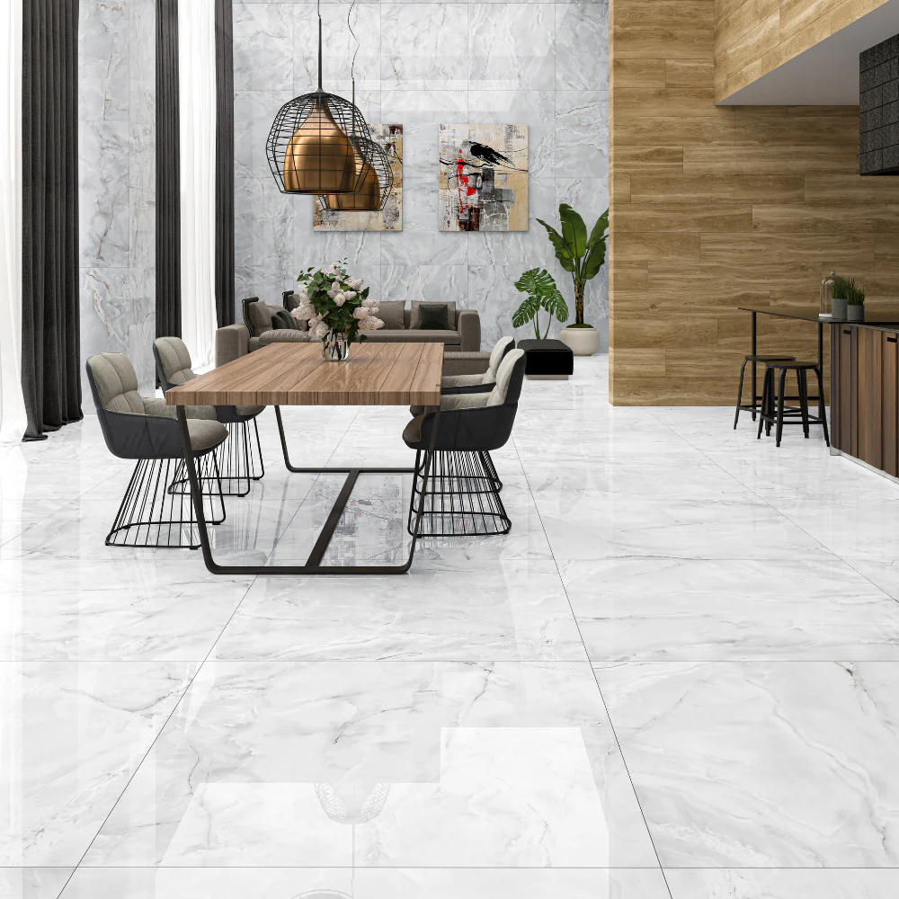 Calacatta Finite White Porcelain Tile 90 x 90cm - Image 2