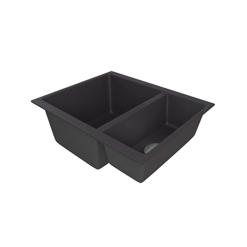 CAVADUO 335/155U Black Purquartz Double Bowl Sink