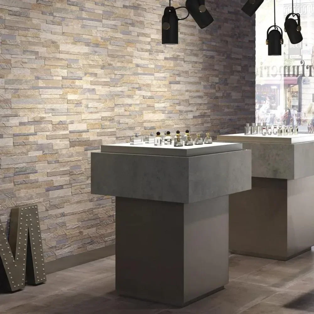 Kube Multicolor Split-Faced Porcelain Tile 15 x 61cm