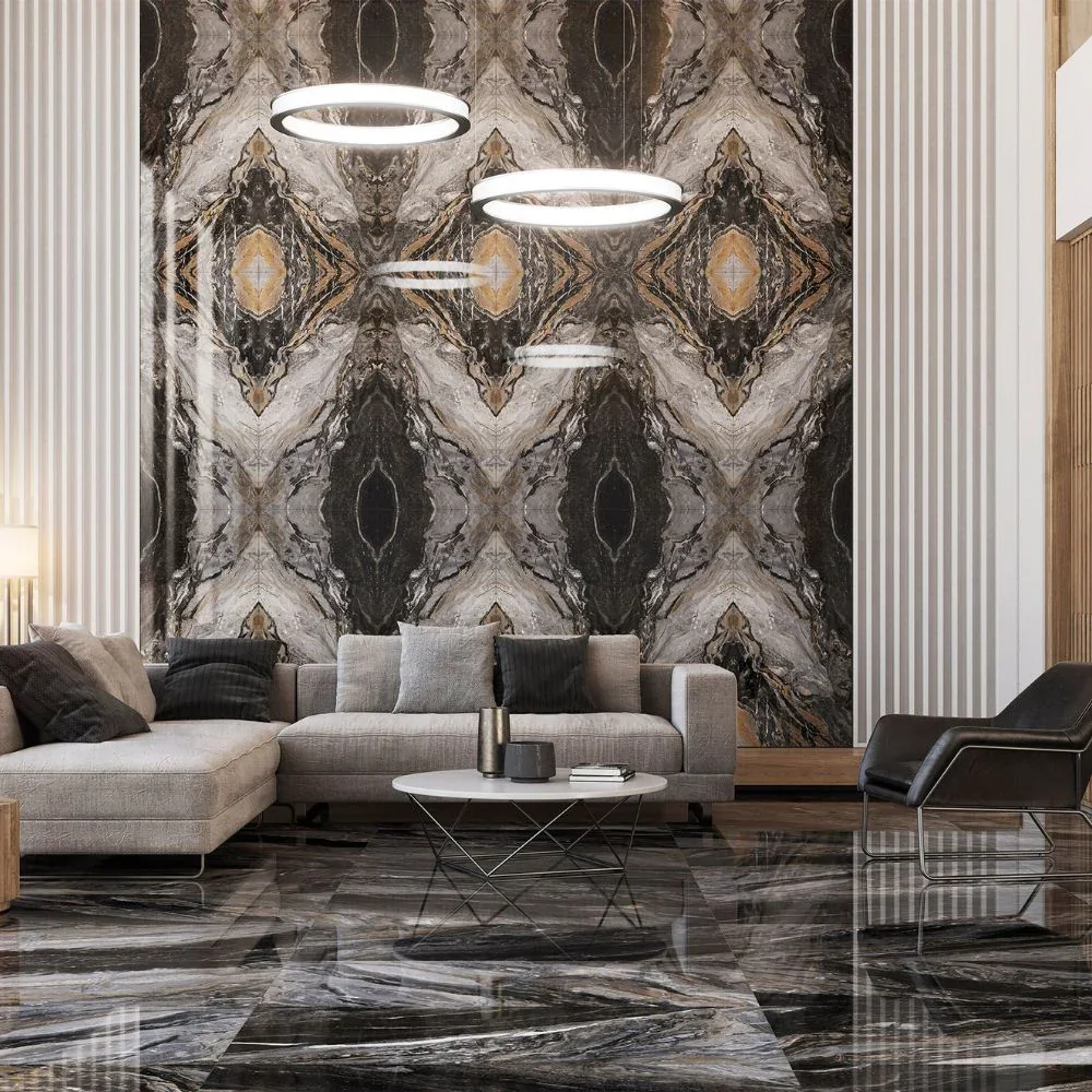 Obacko Black Decor Book-match Porcelain Tile 60 x 120cm