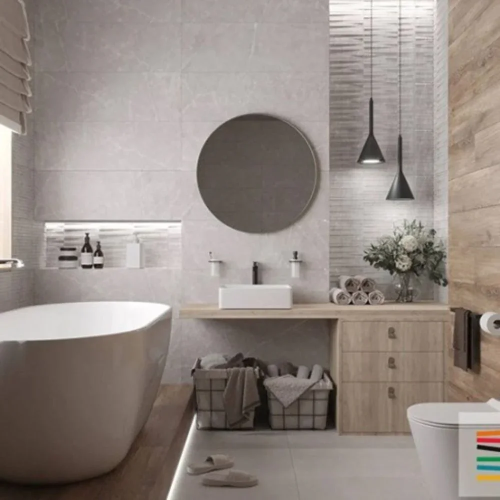 Sheldon Warha Moon Rect Patterned Tile 33.3 x 100cm
