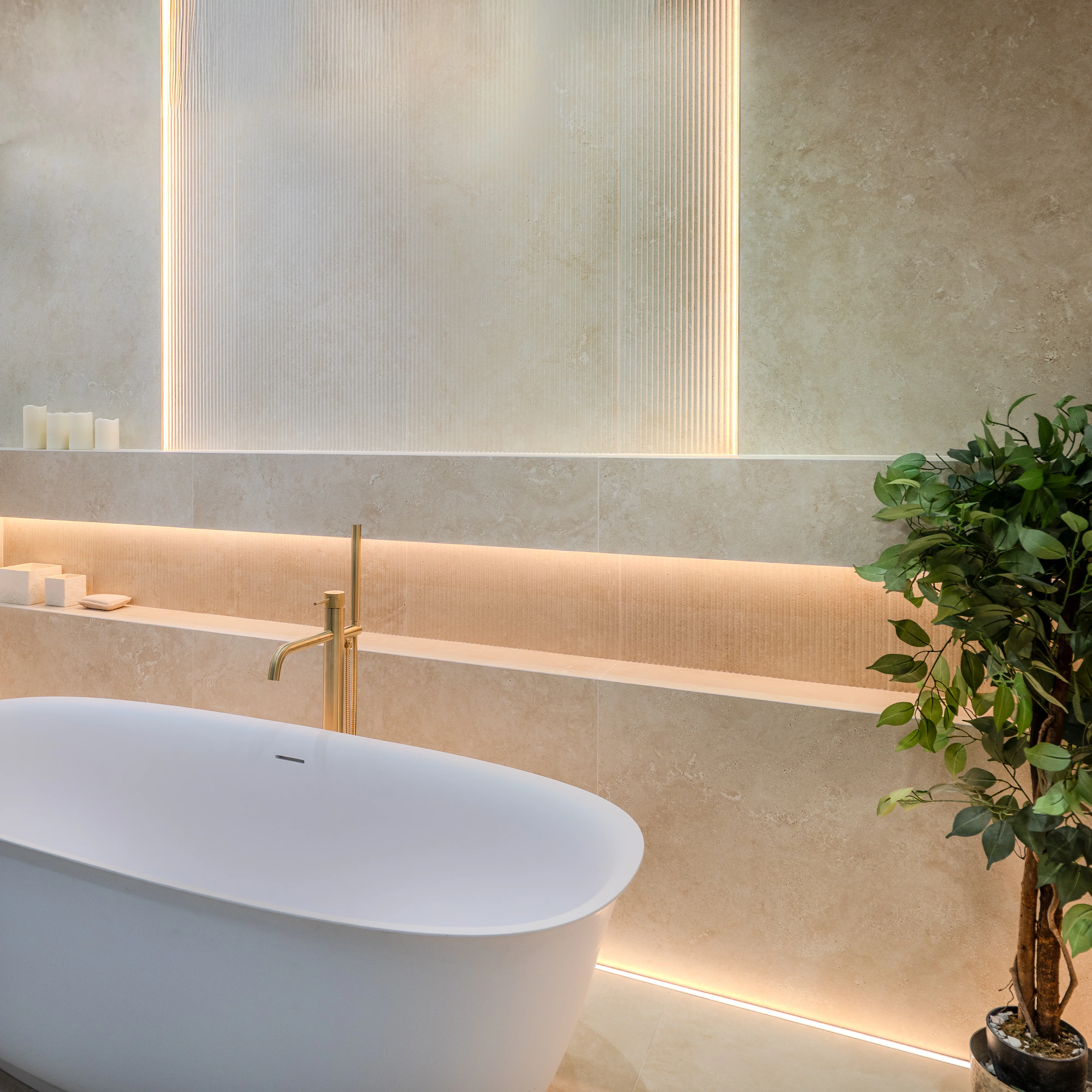 Stonefell Ripple White Porcelain Tile - Image 2